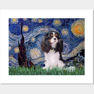 Starry Night (Van Gogh) Adapted to Feature a Cavalier King Charles Spaniel Posters and Art